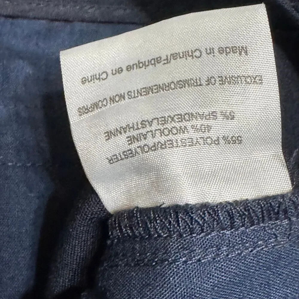TORY BURCH Harp Pants  ‎ Sz 8 Navy Blue Wool Stretch Blend 90001218